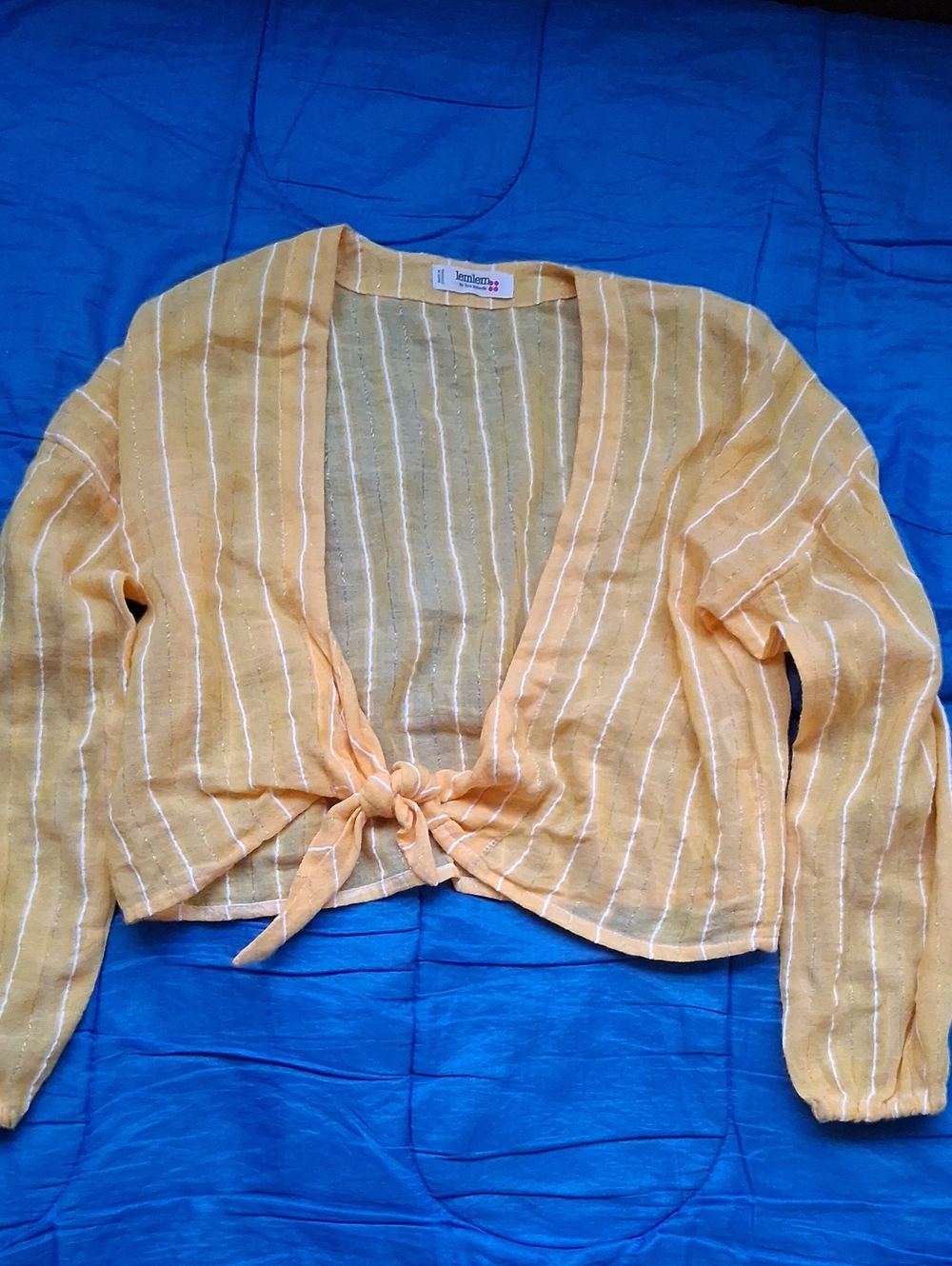 Lemlem Cropped Striped Tie-Front Top O/S